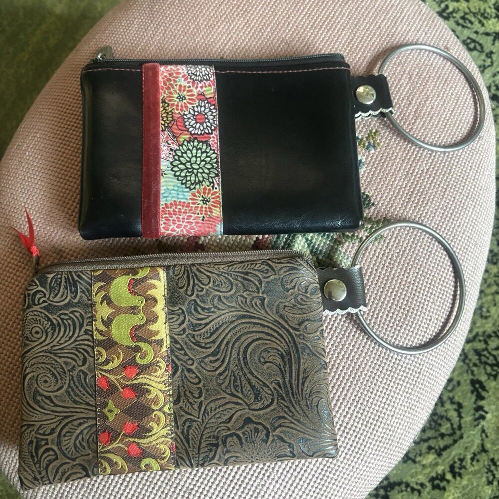 Artisan Laura Bee Designs Seattle Set of 2 Wristlet Pouches O-Ring Boho Cottage